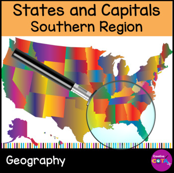 Preview of Southern States and Capitals Differentiated Geography Worksheets and Activities