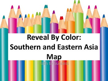 Preview of Southern and Eastern Asia Map - Reveal by Color Map and Task Cards