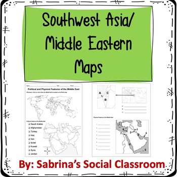 Preview of Southwest Asia/Middle East Maps (SS7G5)