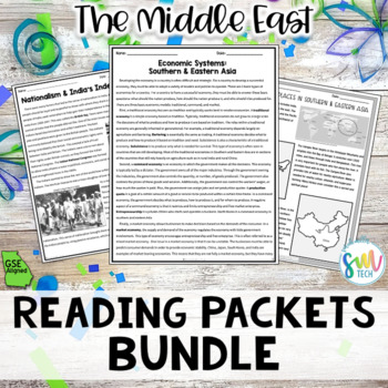 Preview of *7th Grade Georgia* Southwest Asia Reading Packets BUNDLE (GSE Aligned)