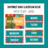 Southwest Boho Classroom Decor Daily Schedule Cards EDITABLE