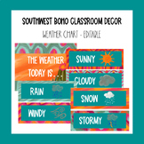 Southwest Boho Classroom Decor Weather Chart EDITABLE
