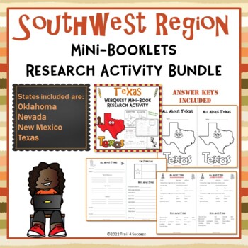 Preview of Southwest Region Bundle of 4 State Webquests Worksheets Mini Book Research