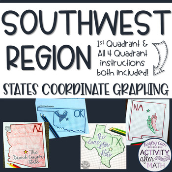 Preview of Southwest Region STATES Coordinate Graphing Pictures BUNDLE