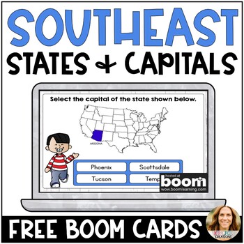 Preview of FREE Southwest Region States and Capitals Boom Cards - Digital Test Prep