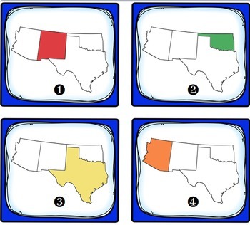 Southwest Region States and Capitals Task Cards by Jill Russ | TpT