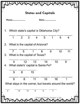 Southwest Region States And Capitals Worksheets By Dunkin In 5th   Original 9434697 4 