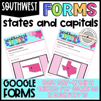 Preview of Southwest States and Capitals Quizzes
