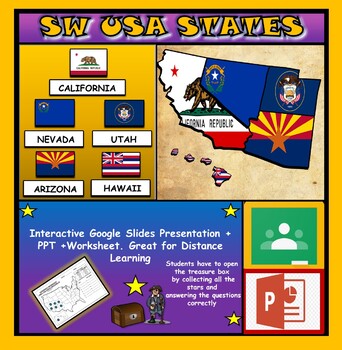 Preview of South West USA States: Google Slides, Distance Learning + PPT + Worksheet