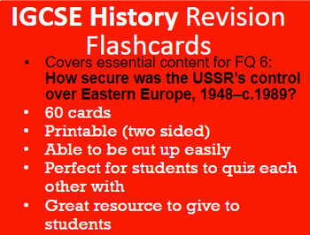 Preview of Soviet Control of Europe 1948-89 - 60 REVISION FLASHCARDS: IGCSE History