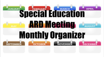 Preview of SpEd ARD Meeting Monthly Organizer