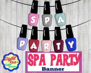 Preview of Spa Party Banner, Nail Polish Banner, Glitter Garland, Sparkle Polish, Birthday