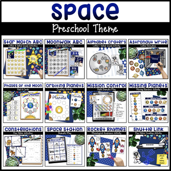 Preview of Space Activities for Preschoolers Bundle - Math, Literacy, & Dramatic Play