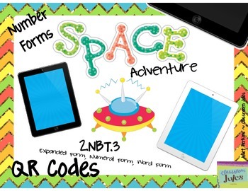 Preview of Space Number Forms QR Code Scoot - 2.NBT.3