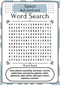 Preview of Space Adventure : Word Hunt Puzzle Challenge - Printable Activity Sheet
