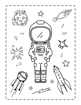 Space Activity And Coloring Book for Kids Ages 4-8: Writing