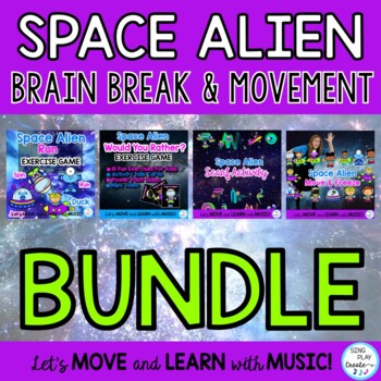 Preview of Space Alien Brain Break, Exercise Workout and Movement Activity Bundle