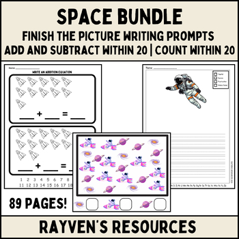 Preview of Space BUNDLE! Finish the Picture Writing Prompts, Count within 20, K/1st