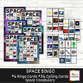 Space Bingo! 6 Bingo Cards and 36 Calling Cards with Space
