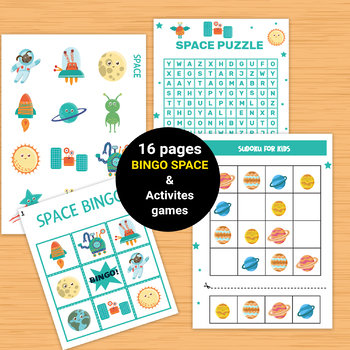 Preview of Space Bingo Game |  Space Cards | Party Bingo |