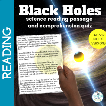 Preview of Black Holes Astronomy Reading Comprehension Passage and Questions