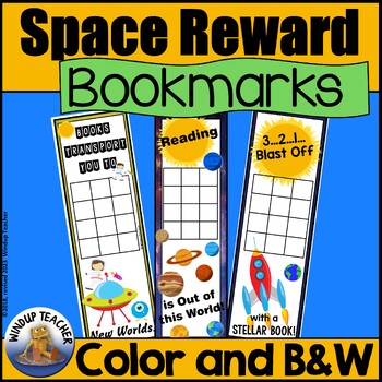Preview of Space Bookmarks - Reading Sticker Reward Chart with Planets, Rocket Ship & Alien