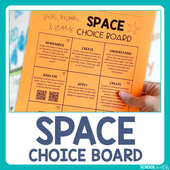 Preview of Space Choice Board - Sun, Moon, and Stars - Editable Extension Activities