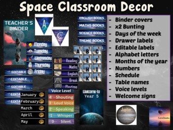 Preview of Space Classroom Decor - FULL SET