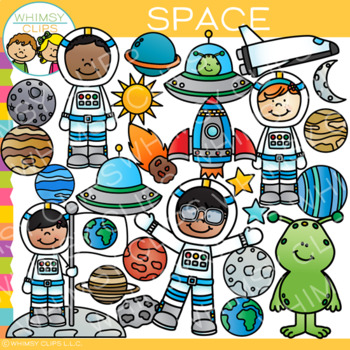 Preview of Space Astronaut Kids, Aliens, and Planets Clip Art