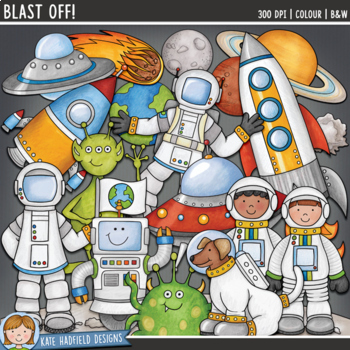 Preview of Space Clip Art: Blast Off! (Kate Hadfield Designs)
