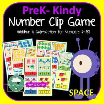 Preview of Space Number Clip Game Addition and Subtraction