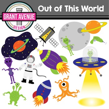 Preview of Space Clipart - Alien Clipart - Outerspace