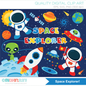 Preview of Space Clipart, Astronaut SVG, Solar System, Rocket Ships, Star Systems