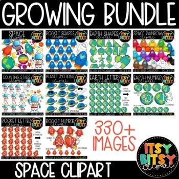 Preview of Space Clipart BUNDLE [$40 VALUE!] Rockets Planets and Earth Day Clipart