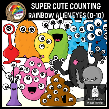 Space Clipart | Counting Alien Eyes | Rainbow Space Monsters | TPT