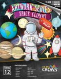 Space Clipart - Essentials Bundle Pack - Color and B&W/Lineart