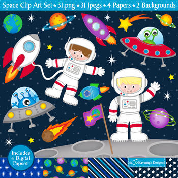 Preview of Space Clipart / Space Theme Clip Art / Astronauts (C21)