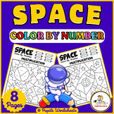 Space Color By Number Multiplication Facts Practice - Spac