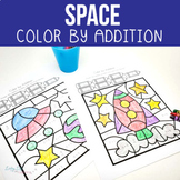 Space Color by Number Addition Worksheets