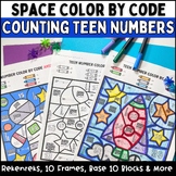 Space Color by Number Counting to 20 Worksheets - Subitizi