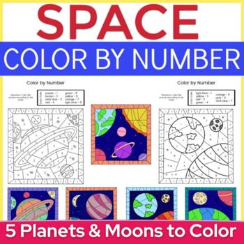 Preview of Space Color by Number Pictures (Planets)