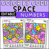 Space Color by Number Recognition Worksheets