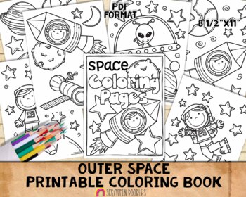 High Quality ‐ 98lb Mixed Media paper Fun Activity Lunar Space Coloring sheets ‐ pack of 2