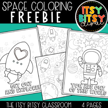 Preview of Space Coloring Pages FREEBIE Itsy Bitsy Clipart