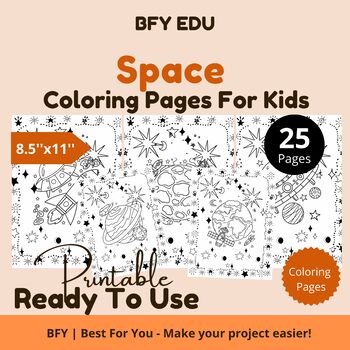 Preview of Space*Coloring Pages For Kids 8.5x11 25 pages
