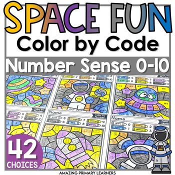 Preview of Space Coloring Pages Math Activities Color by Number Sense Color by Code