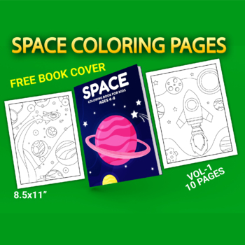 Preview of Space Coloring Pages With Book Cover