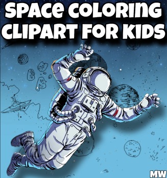 Preview of Space Coloring and Activity Book for Kids Ages 4-8.