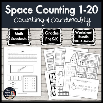 Preview of Space Counting 1-20: PreK-K (meets Common Core)