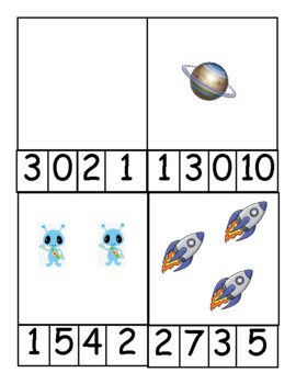 Space Counting Clip Cards by Busy Monkeys | Teachers Pay Teachers